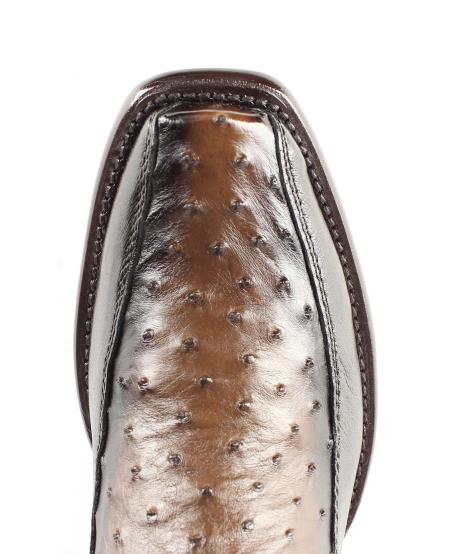 Men's Burnished Brown King Exotic Cowboy Style By Los Altos Boots Botas For Sale Genuine Ostrich Skin Dubai Toe Handcrafted Leather BDress Cowboy Boot Cheap Priced For Sale Online - Botas De Avestruz - 6.5 Standard / D / Medium
