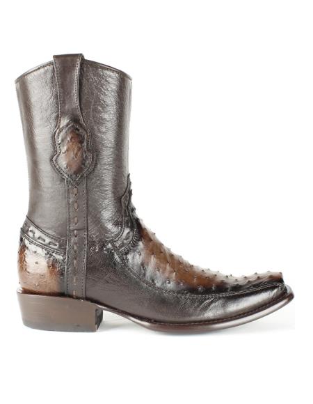 Men's Burnished Brown King Exotic Cowboy Style By Los Altos Boots Botas For Sale Genuine Ostrich Skin Dubai Toe Handcrafted Leather BDress Cowboy Boot Cheap Priced For Sale Online - Botas De Avestruz - 6.5 Standard / D / Medium
