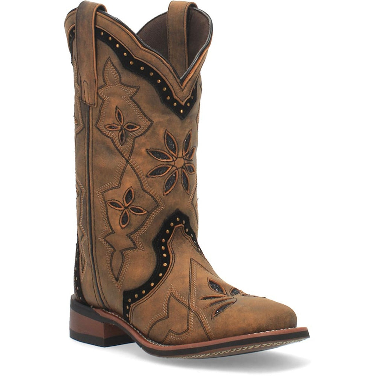 Laredo Bouquet Honey Leather Square Toe Women Boots - 6M