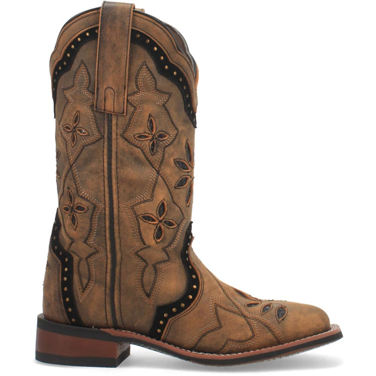 Laredo Bouquet Honey Leather Square Toe Women Boots - 6M