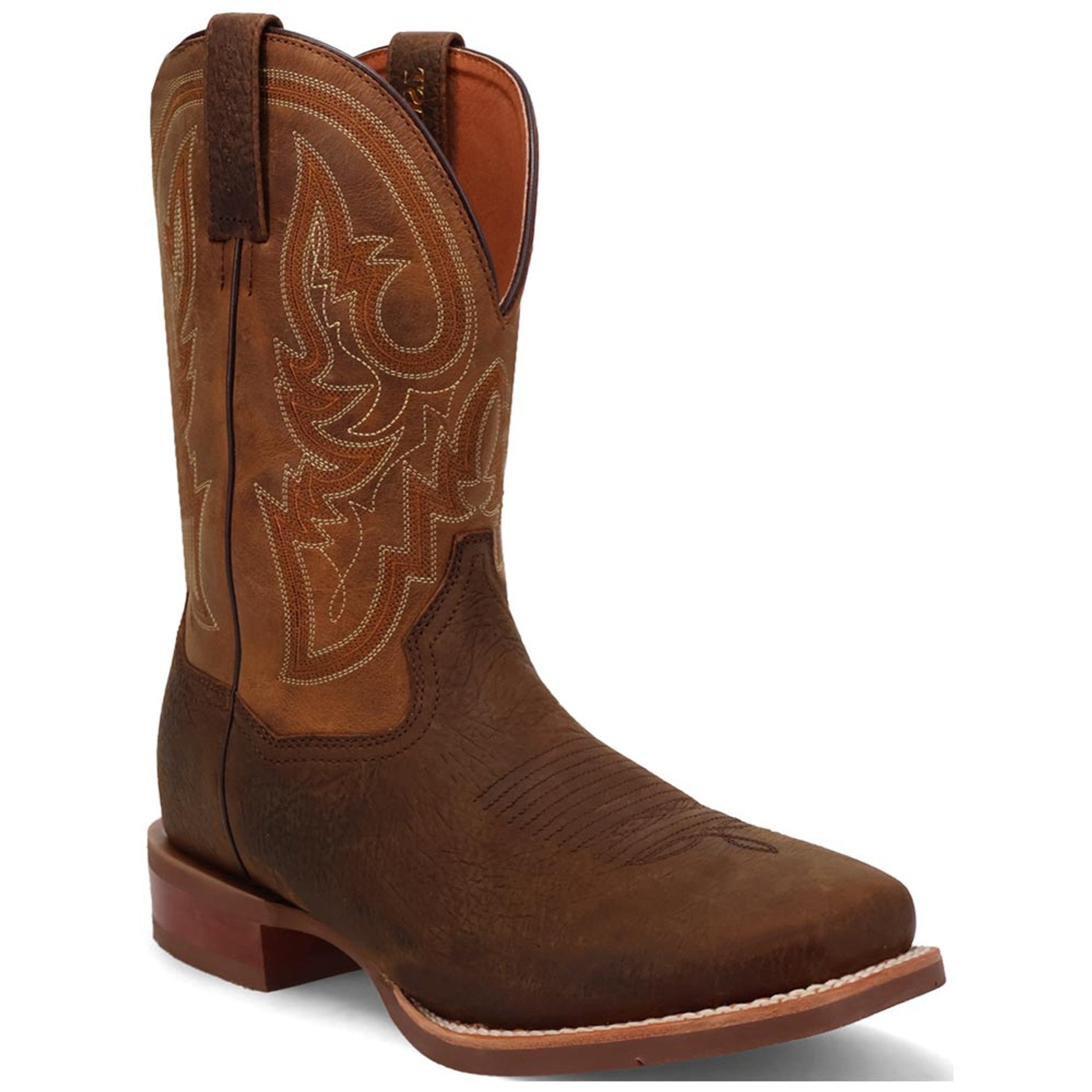 Dan Post Men's Bridgestone Chocolate & Tan Square Toe Western Boots - 7D