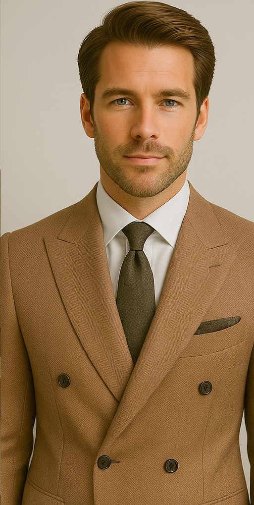 Wool Suit - Italian Made Business Suit by Statement Men's 100% Wool 2 Piece Double Breasted Suit - Subtle Windowpane - 38R