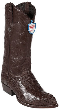 Wild West Brown J-Toe Caiman ~ World Best Alligator ~ Gator Skin Hornback Cowboy Boots - 6EE