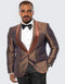 Mens Brown Paisley Hybrid Fit Tuxedo Jacket Wedding - Prom 2025 Tuxedo