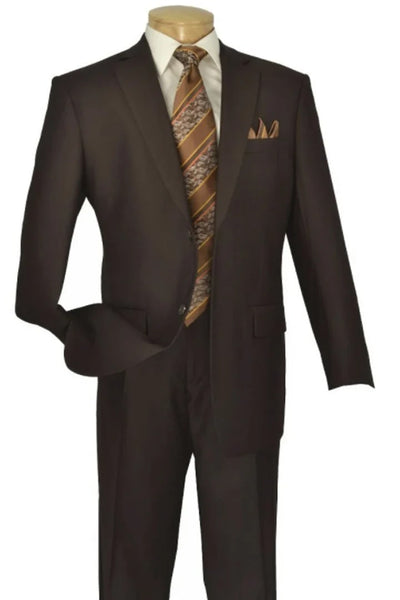 Cheap Priced Suit - Mens Two Button Modern Fit Wool Feel - Brown Suit