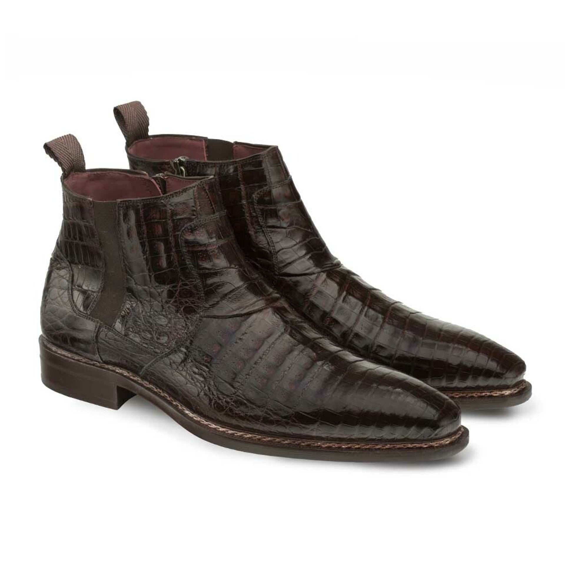Mezlan Blackmore Brown Genuine Crocodile Plain Toe Mens Boot - 8 M