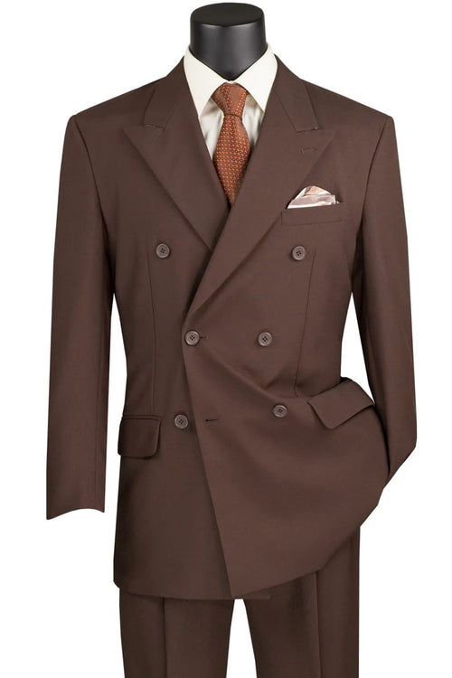 Cheap priced Suit - Mens Classic Double Breasted Poplin Brown Suit