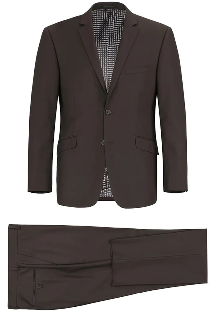 Cheap Priced Suit - Mens Basic Two Button Classic Fit Brown Suit - 38 Short Jacket+32 Waist Adjustable 28to34)(Height: 5 4 to5 7 )(Neck 15-16.5)S-M)