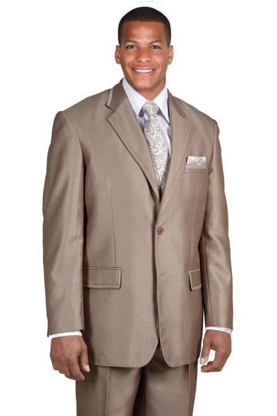 Cheap Priced Suit - Mens 2 Button Diagonal Shiny Sharkskin Brown Suit