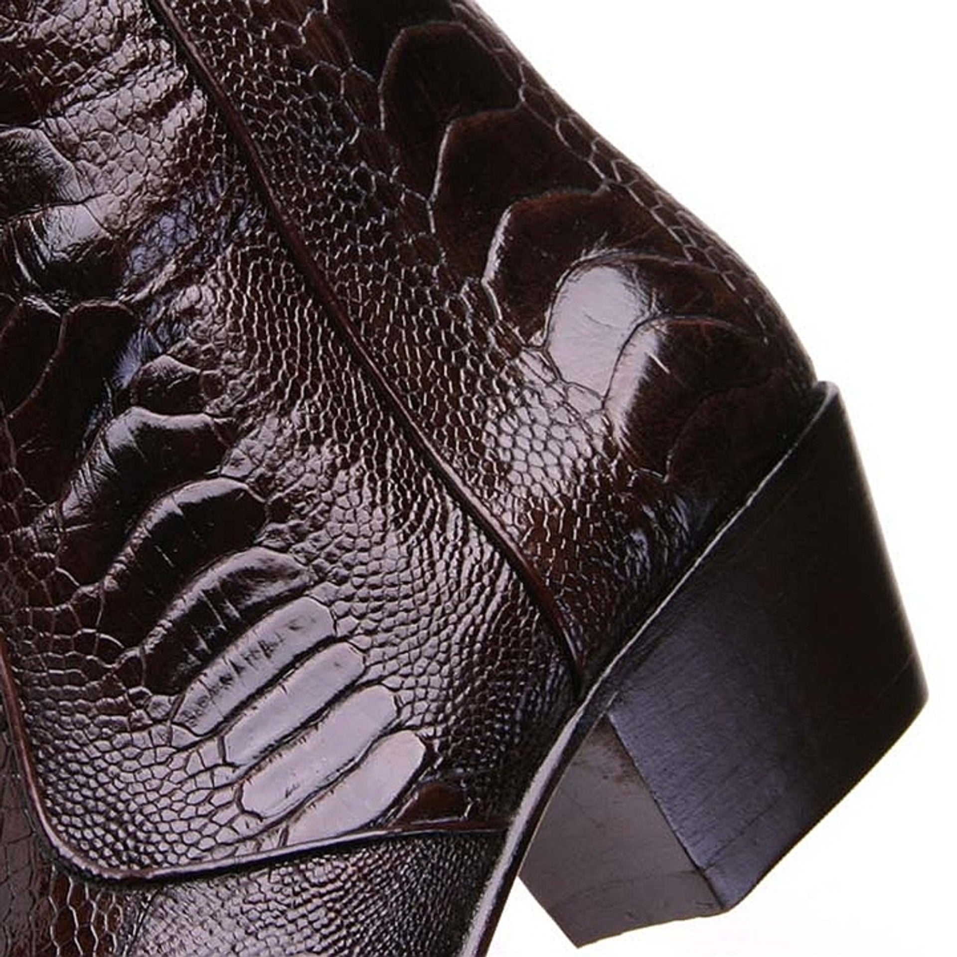 Los Altos Mens Brown Genuine Ostrich Leg Leather Ankle Boots - 8
