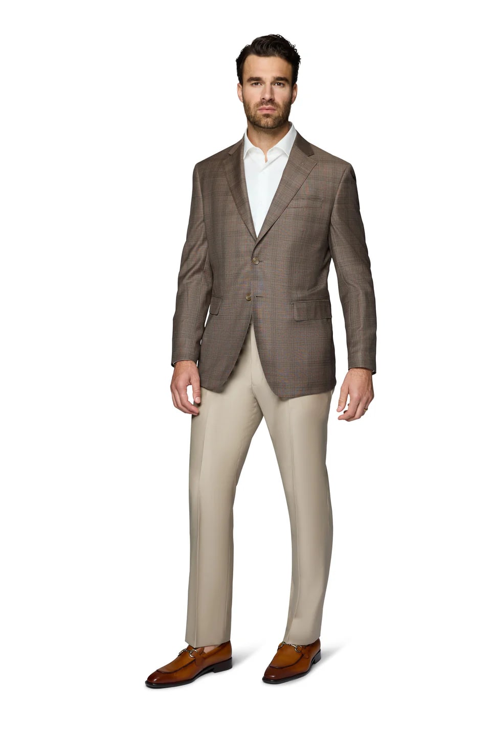 Brown Plaid Modern Fit Wool Sport Coat - 62 Regular