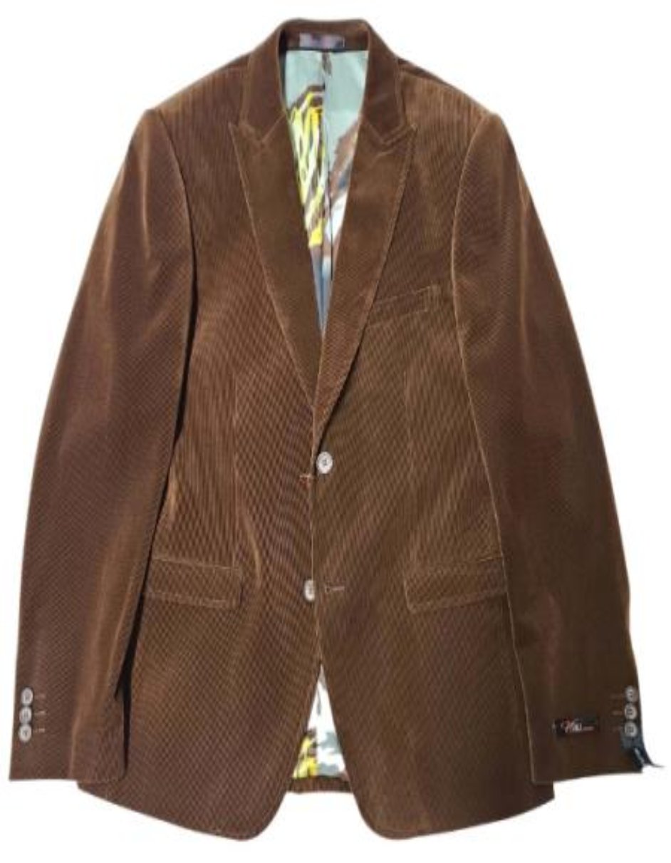 Mens Brown Slim Fit Corduroy 3pc Suit - Coat Size 38