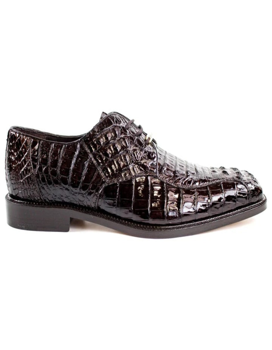 Men's Belvedere Chapo Hornback Caiman Crocodile Brown Dress Shoe - 10.5 Standard / D / Medium