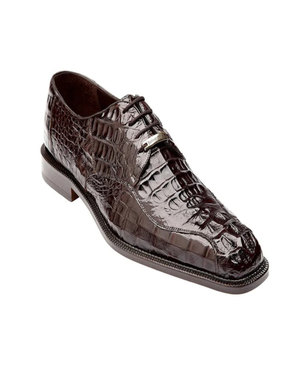 Men's Belvedere Chapo Hornback Caiman Crocodile Brown Dress Shoe - 10.5 Standard / D / Medium