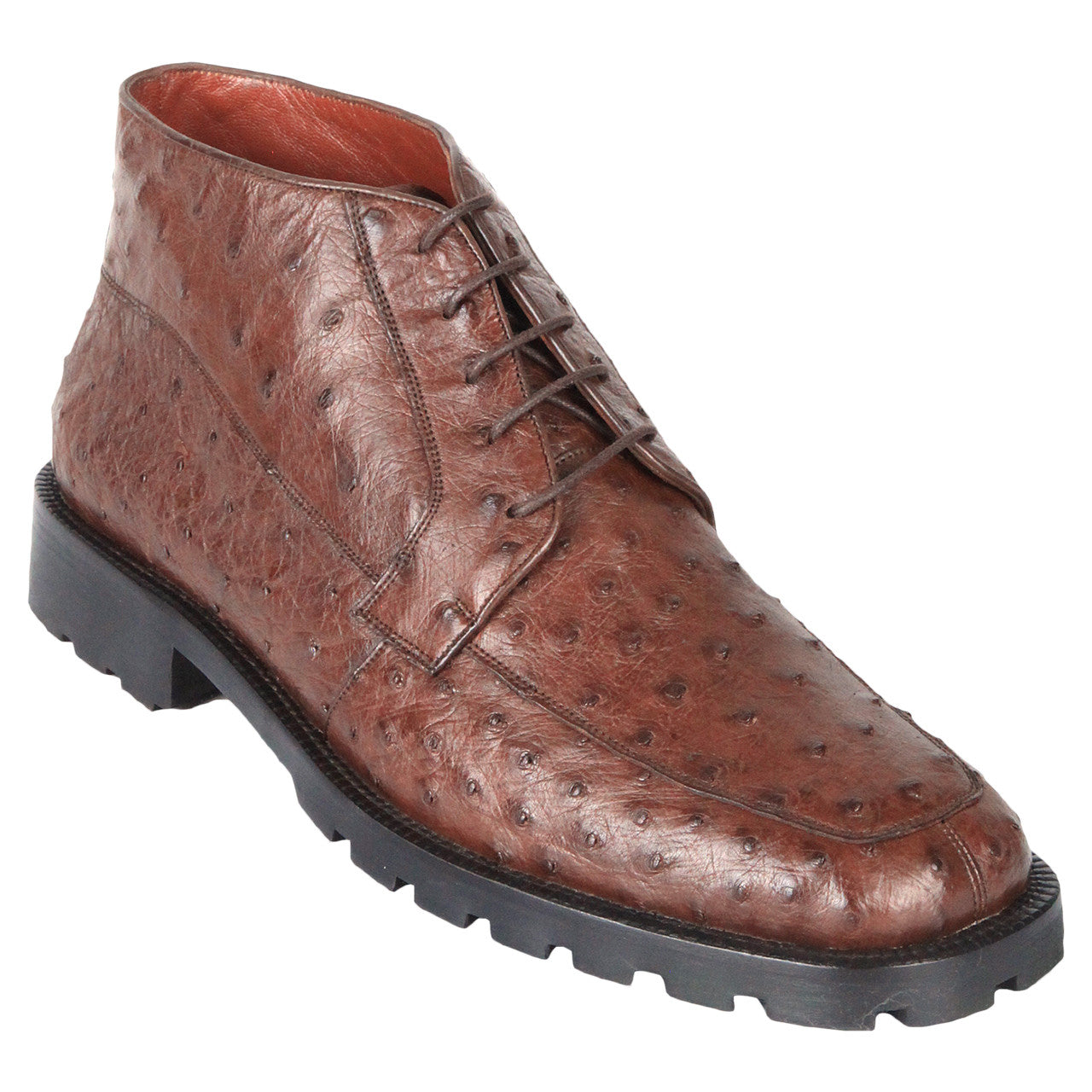 Los Altos Brown Genuine Ostrich Skin Demi Boots - 6