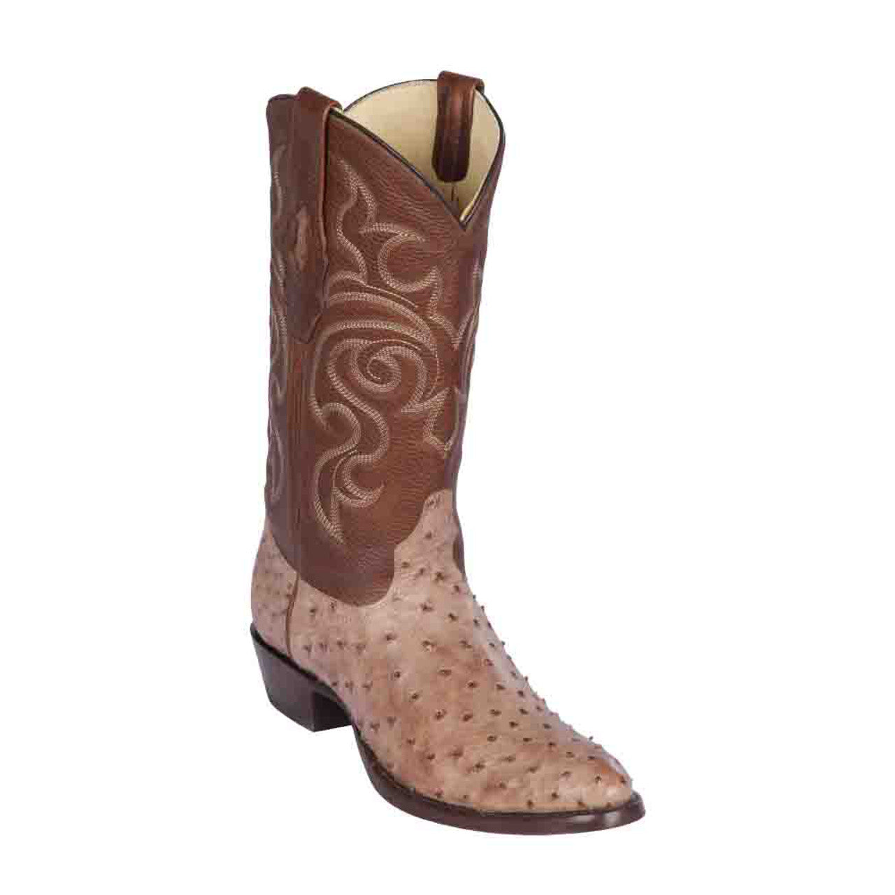 Los Altos Round Toe Moka Genuine Ostrich Boots - 6