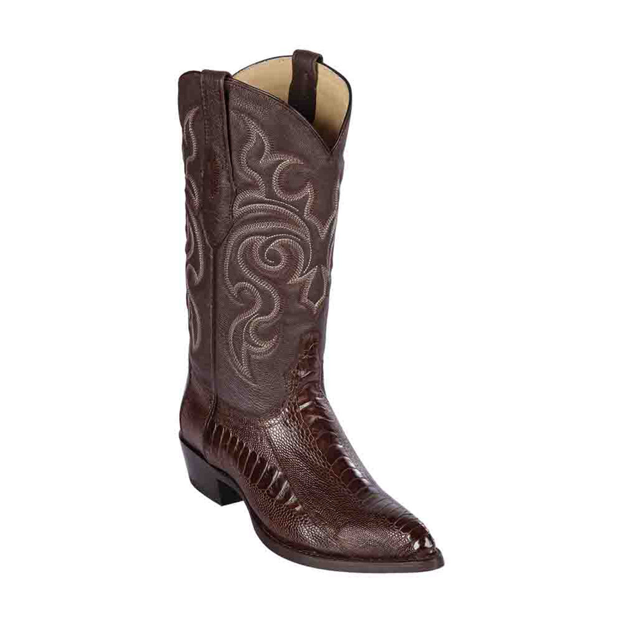Los Altos Men’s Brown Ostrich Leg Boots - 6