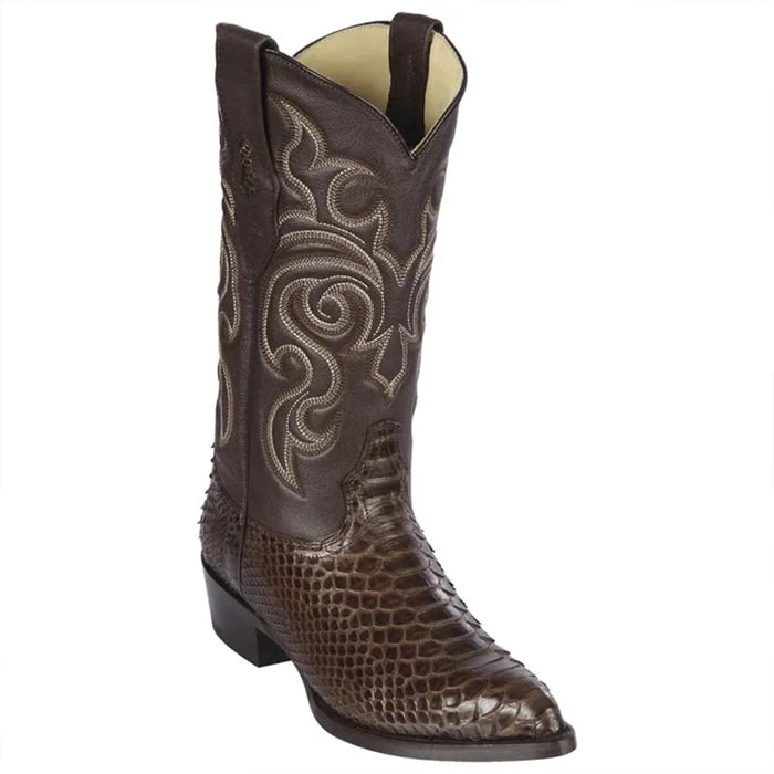 Los Altos Boots - Mens Dress Cowboy Boot - Low Priced Brown Snakeskin Boots- in Brown - 6