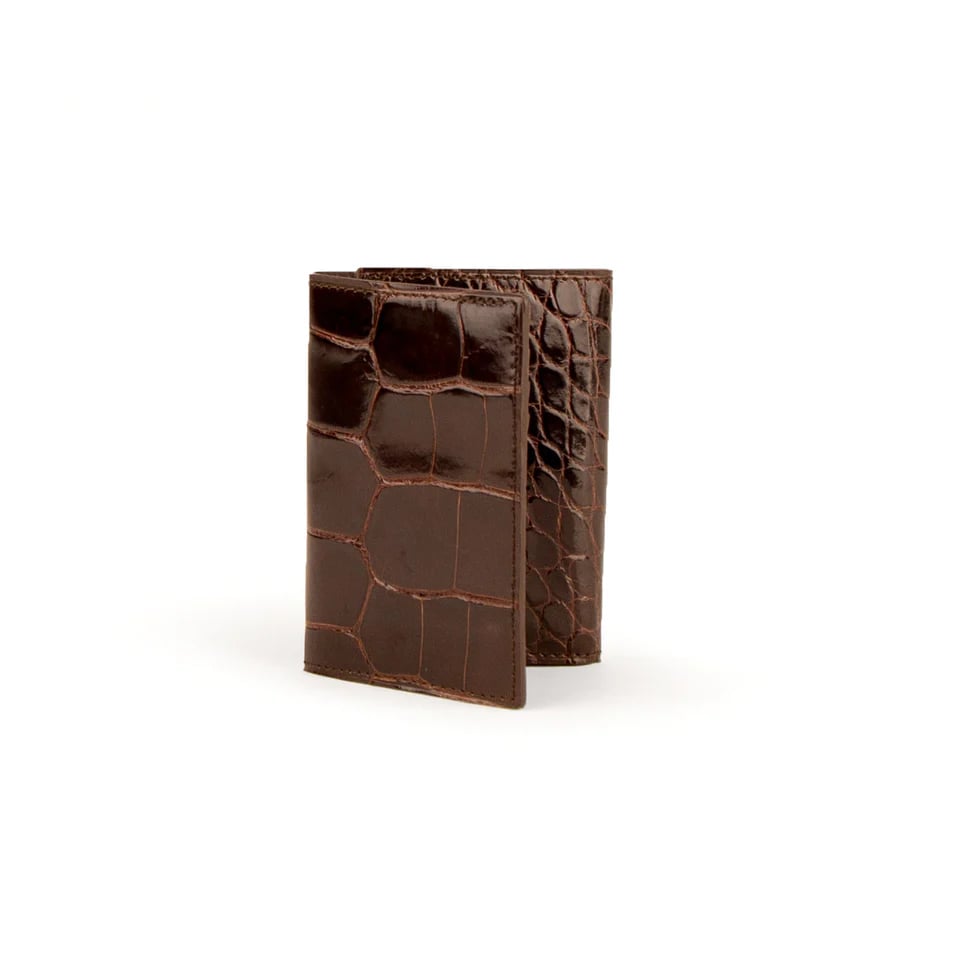 Ferrini Alligator Trifold Wallet Nicotine - One Size