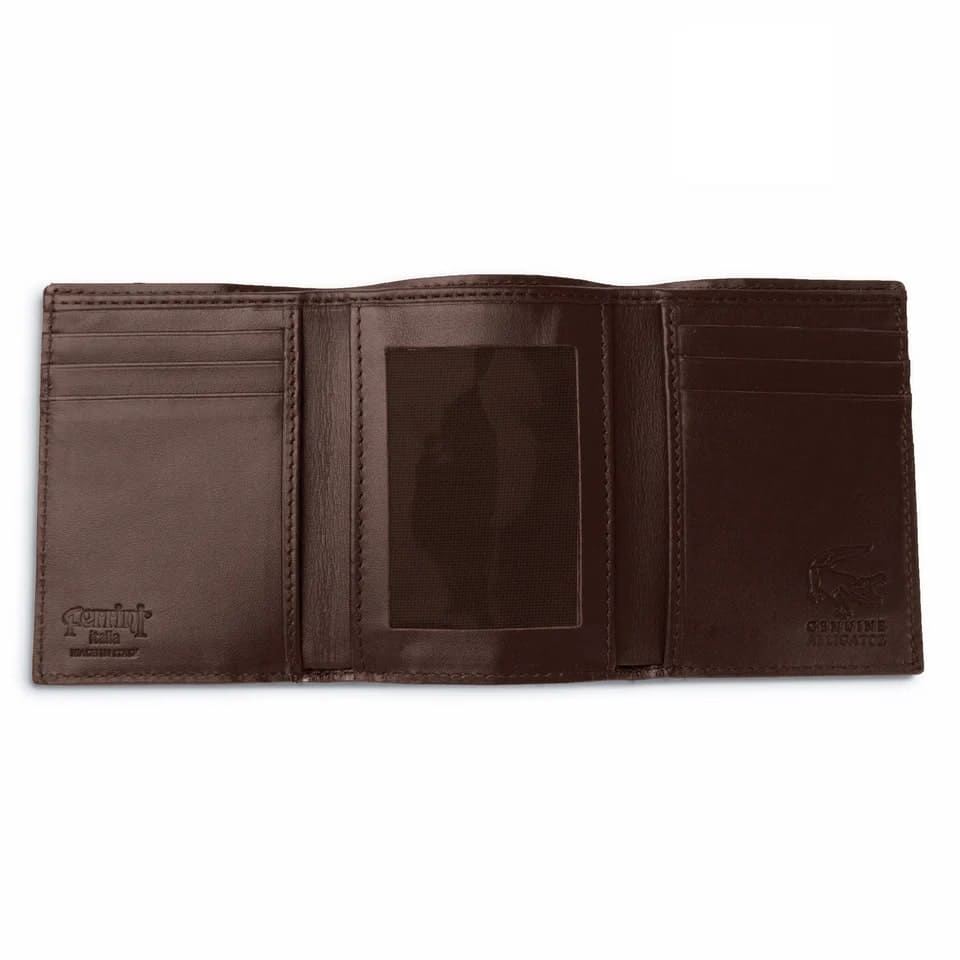 Ferrini Alligator Trifold Wallet Nicotine - One Size