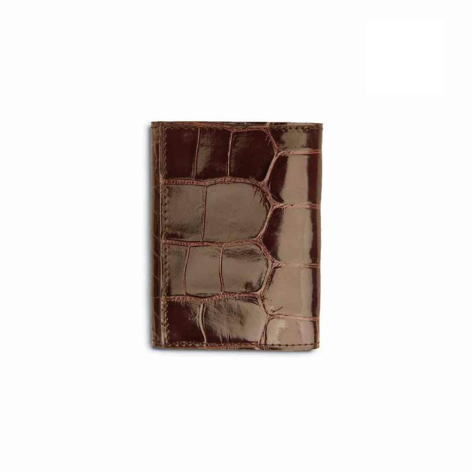 Ferrini Alligator Trifold Wallet Nicotine - One Size