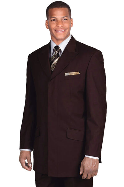 Cheap Priced Suit - Mens Hidden Button French Front Wide Peak Lapel Brown Suit