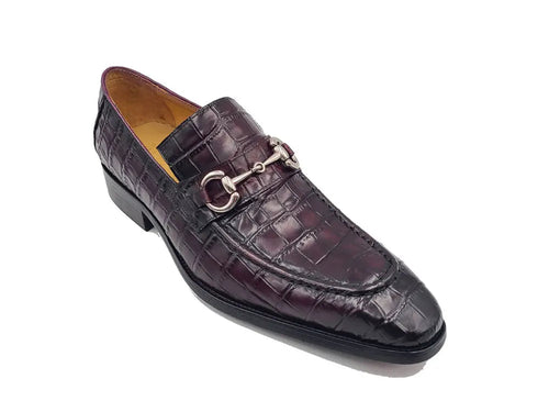 Carrucci Buckle Loafer w Gator Embossed Leather