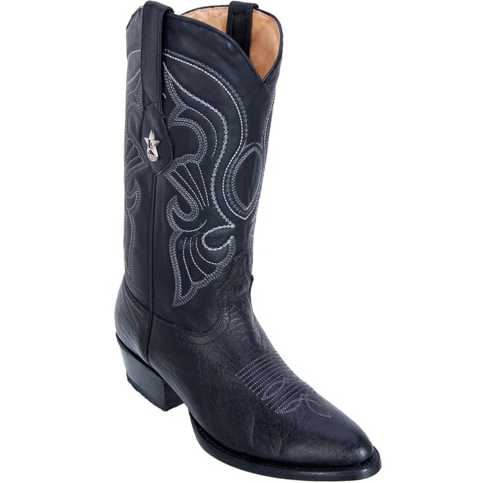 Los Altos Boots - Mens Dress Cowboy Boot - Low Priced Bull Shoulder Boots R-Toe- in Black - 6