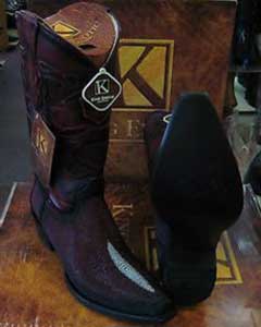 King Exotic Boots Burgundy ~ Wine ~ Maroon Color Snip Toe Genuine Stingray Mantarraya Skin Western Cowboy Dress Cowboy Botas De Mantarraya - Mantarraya Boots Cheap Priced For Sale Online