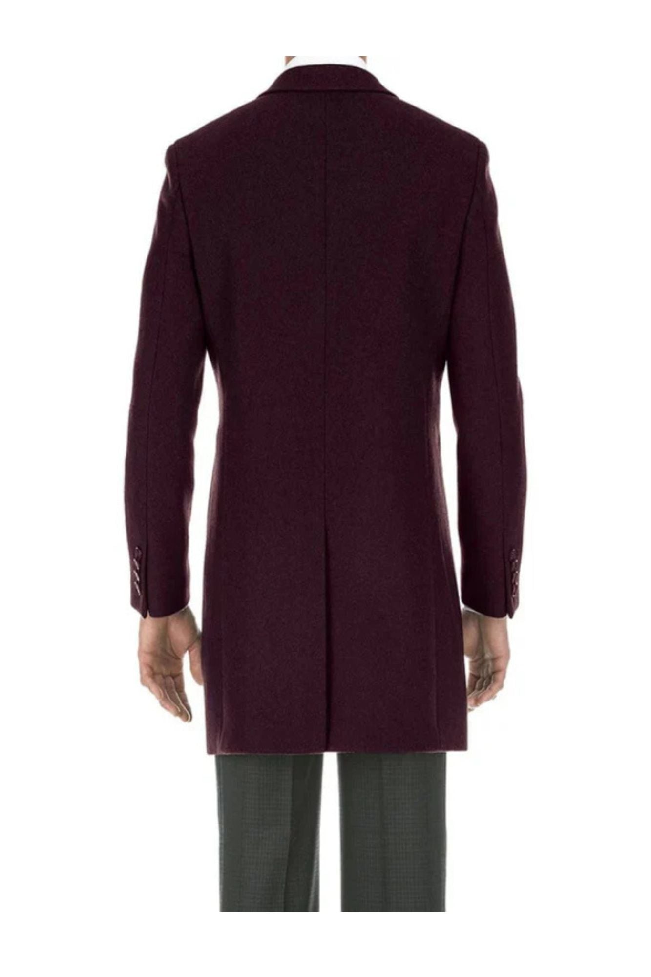 Burgundy Fall/Winter Essential Slim Fit Overcoat Wool Blend - Coat Size 38