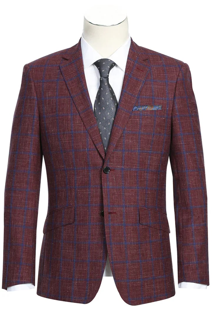 Charcoal Plaid Blazer - Mens Charcoal Windowpane Sportcoat main image 1