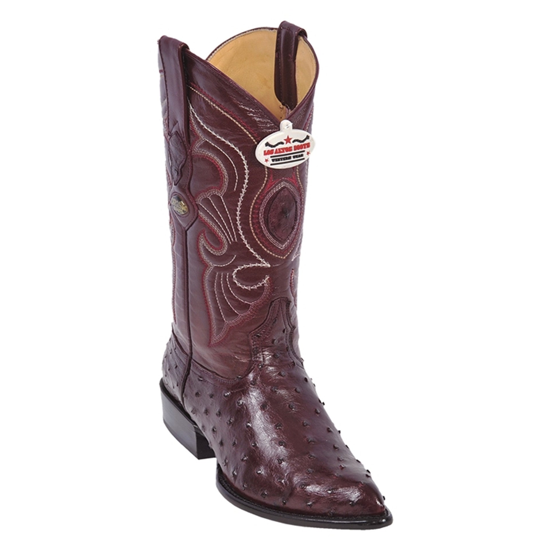 Los Altos Men's Burgundy Genuine Full Quill Ostrich Boots - 6