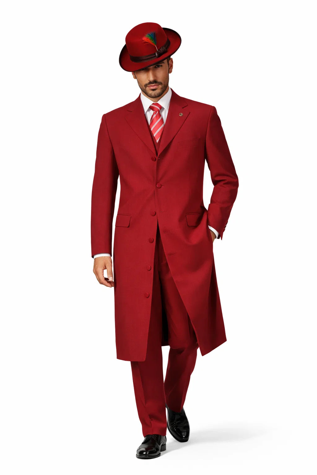Burgundy Zoot Suit for Men - 2PC Classic Long Fashion