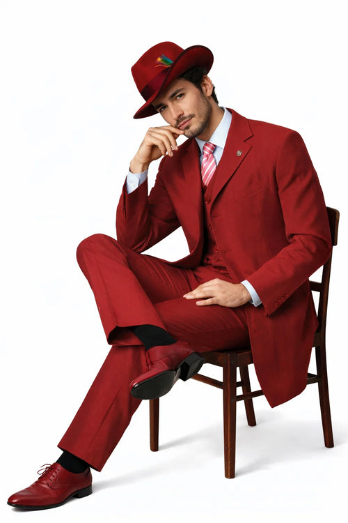 Burgundy Zoot Suit for Men - 2PC Classic Long Fashion