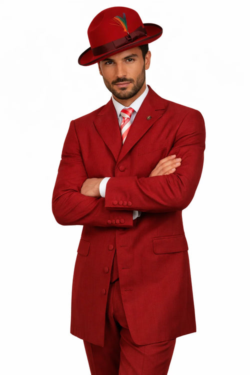 Burgundy Zoot Suit for Men - 2PC Classic Long Fashion