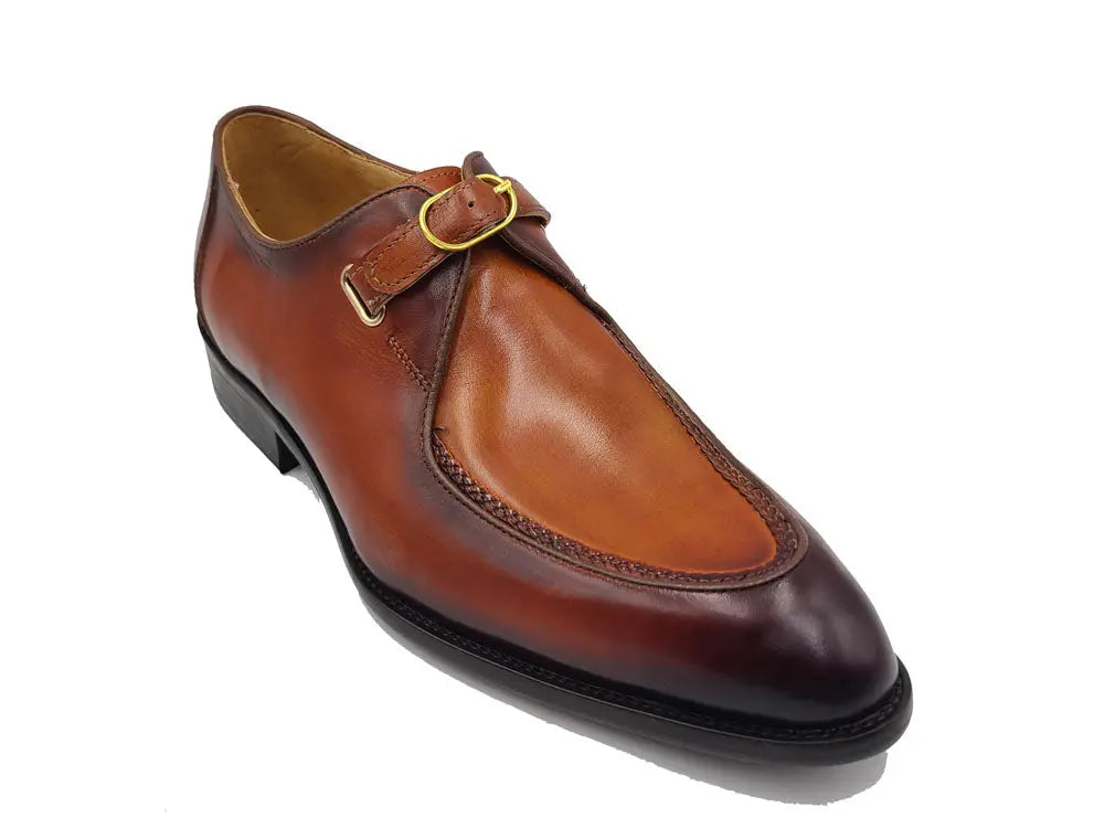 Burnished Moc Toe Single Monk Loafer - 7.5
