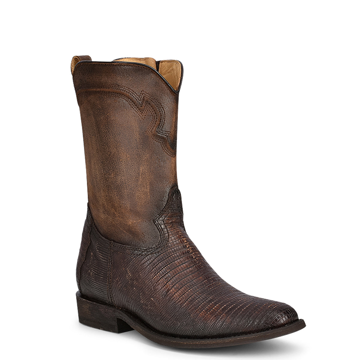 Mens Brown Lizard Western Boot - EE