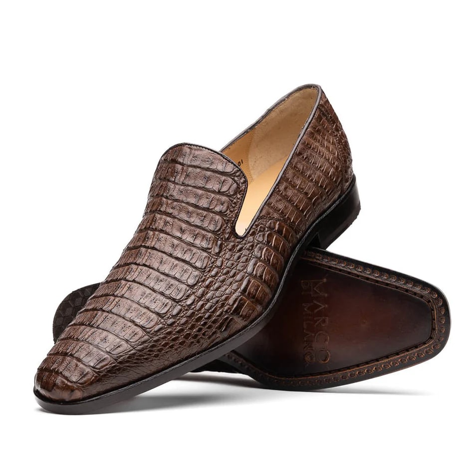 Marco Di Milano Trento Men's Shoes Genuine Caiman Crocodile Slip-on Loafers - 8