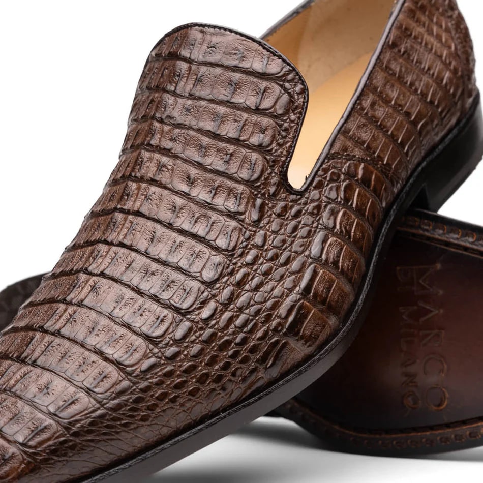 Marco Di Milano Trento Men's Shoes Genuine Caiman Crocodile Slip-on Loafers - 8