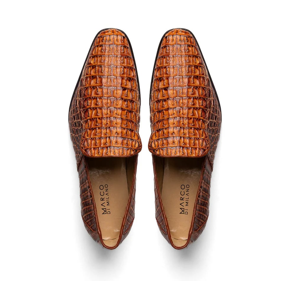 Marco Di Milano Trento Men's Shoes Genuine Caiman Crocodile Slip-on Loafers - 8