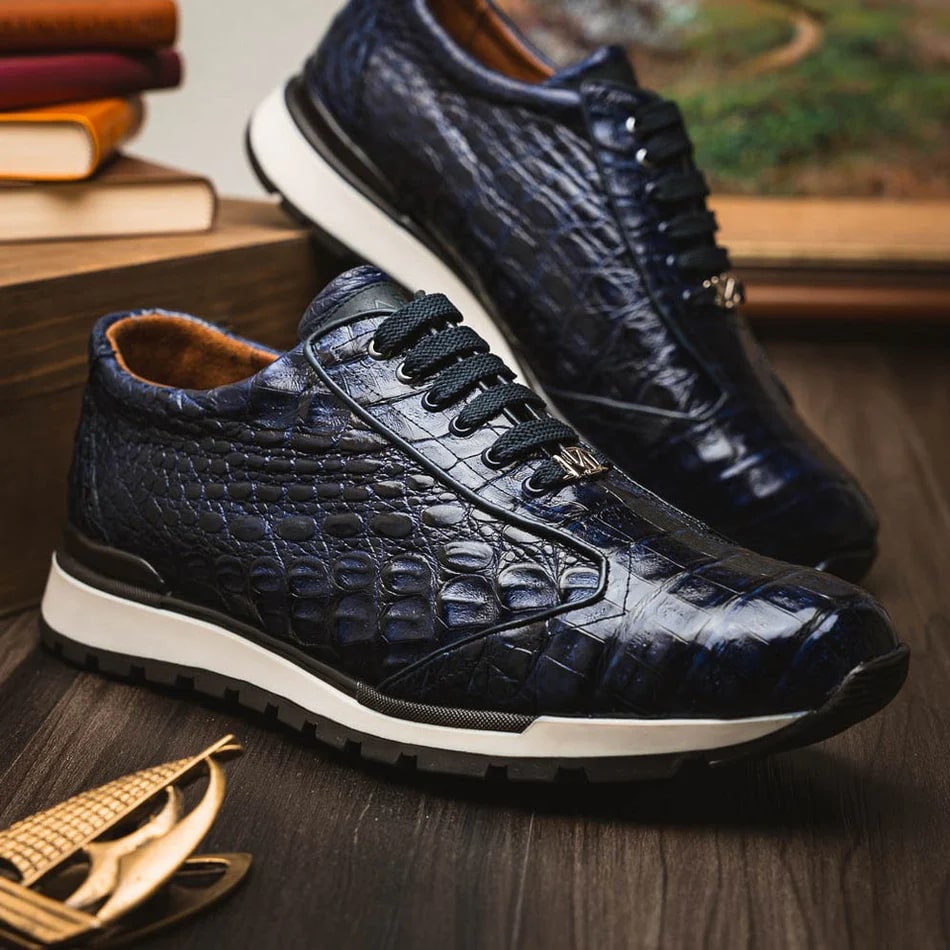 Marco Di Milano Alonzo Men's Shoes Genuine Caiman Crocodile Casual Sneakers - 8