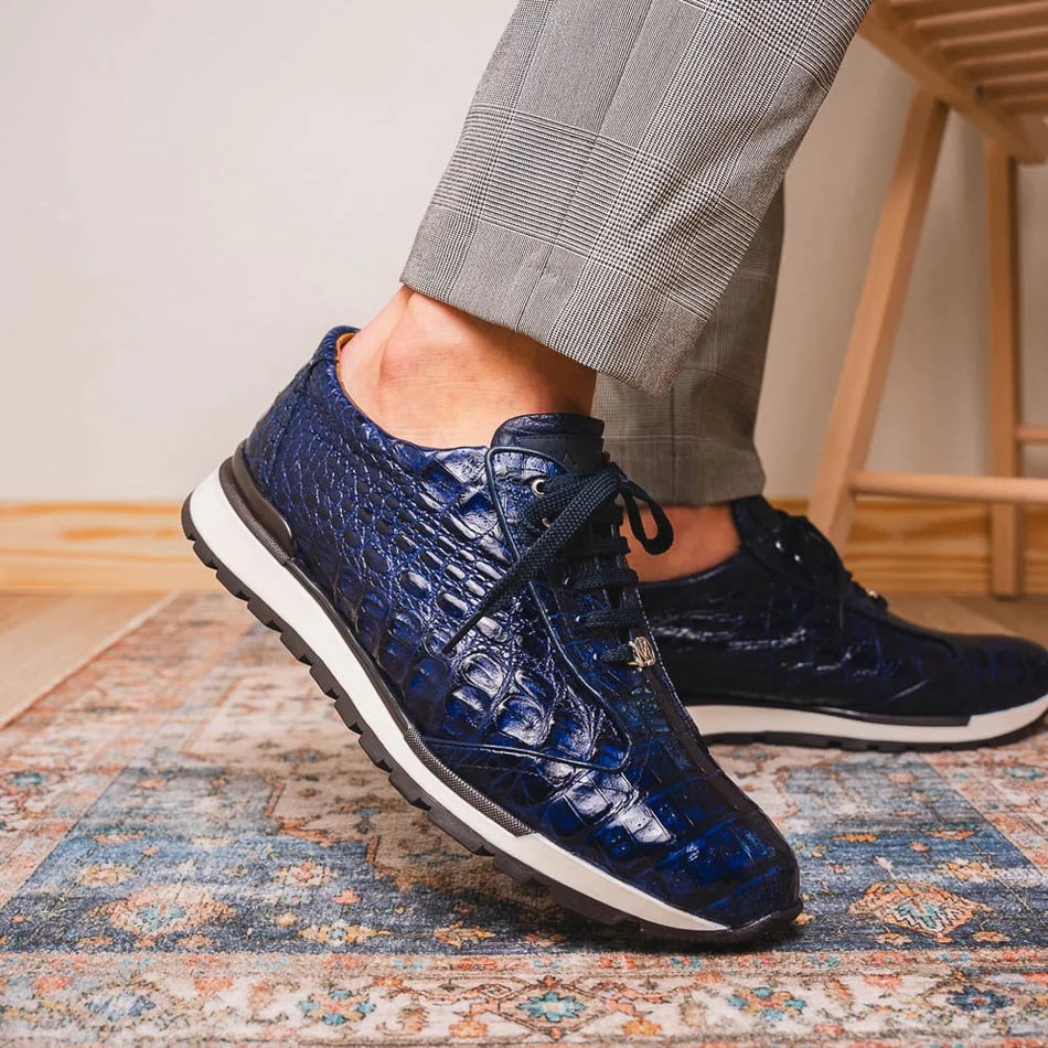 Marco Di Milano Alonzo Men's Shoes Genuine Caiman Crocodile Casual Sneakers - 8