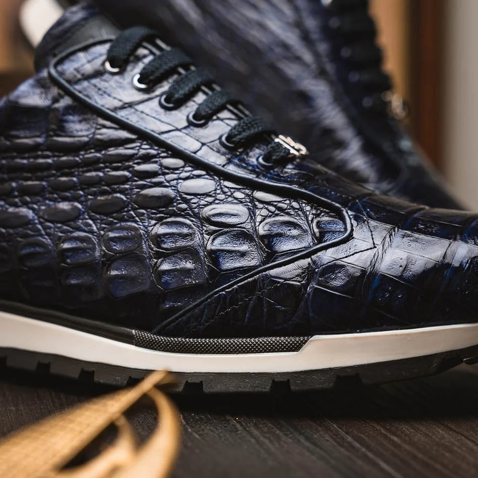 Marco Di Milano Alonzo Men's Shoes Genuine Caiman Crocodile Casual Sneakers - 8