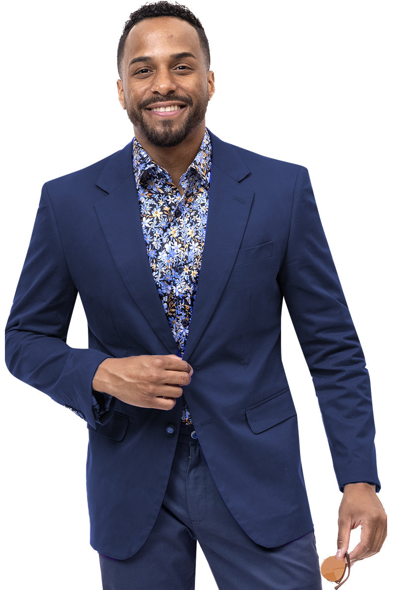 Men's Modern Fit Casual Summer Chino Blazer in Midnight Blue