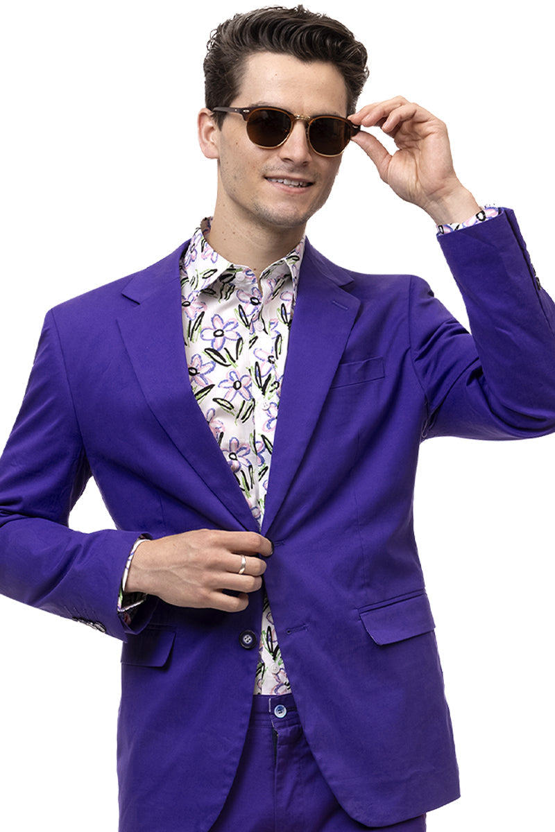Men's Modern Fit Casual Summer Chino Blazer in Purple