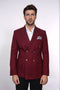 Mens Burgundy Slim Fit Blazer – Sharp Double Breasted Design