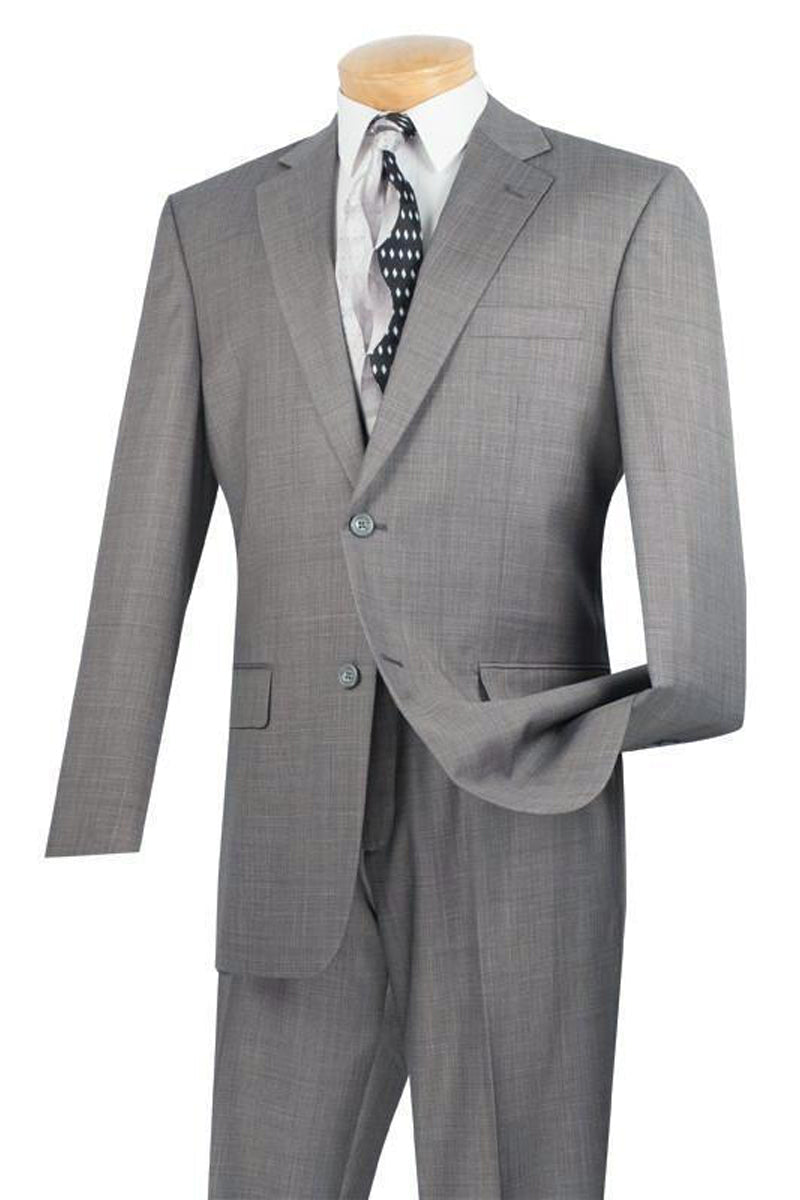 Mens 2 Button Modern Fit Texured Weave Suit in Grey - 36 Short