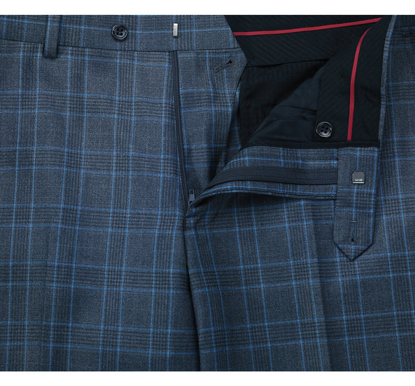 Renoir Clothing - Renoir Suit - Renoir Fashion - Stretch Performance 2-button Classic Fit Blue And Navy Check Renoir Suit - Coat Size 38