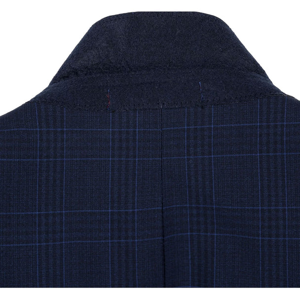 Renoir Clothing - Renoir Suit - Renoir Fashion - Stretch Performance 2-button Classic Fit Navy Check Renoir Suit blue - Coat Size 38