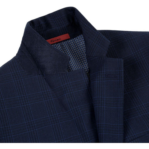 Renoir Clothing - Renoir Suit - Renoir Fashion - Stretch Performance 2-button Classic Fit Navy Check Renoir Suit blue